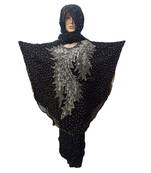 Black Color Handmade Poncho Syle Abya With Scarf And Wrapper