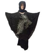 Black Color Handmade Poncho Syle Abya With Scarf And Wrapper