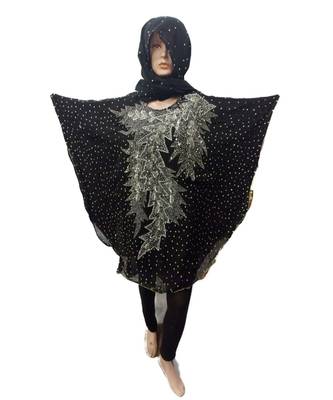 Black  Color Handmade Poncho Syle Abya With Scarf And Legging 1