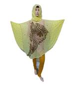 Light Yellow  Color Handmade Poncho Syle Abya With Scarf And Legging
