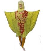 Yellow  Color Handmade Poncho Syle Abya With Scarf And Legging