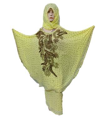 Light Yellow Color Handmade Poncho Syle Abya With Scarf And Wrapper 1