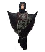 Black Color Handmade Poncho Syle Abya With Scarf And Wrapper