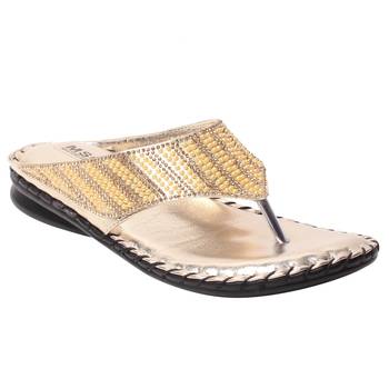 women Gold Synthetic leather Sandals 1