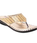 women Gold Synthetic leather Sandals