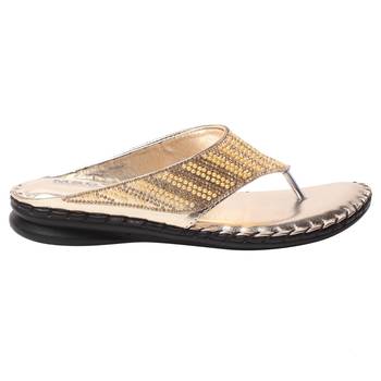women Gold Synthetic leather Sandals 2