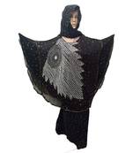 Black  Color Handmade Poncho Syle Abya With Scarf And Wrapper
