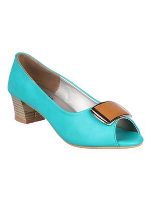 leatherette Stylish Fancy blue heel Sandal For Women 1