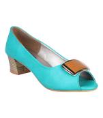 leatherette Stylish Fancy blue heel Sandal For Women