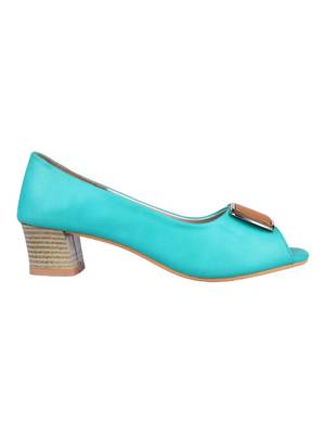 leatherette Stylish Fancy blue heel Sandal For Women 2