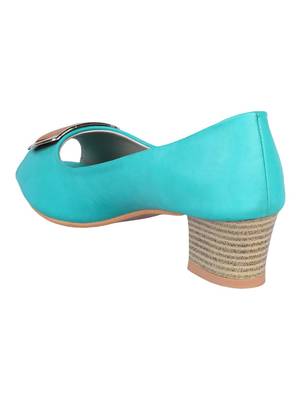 leatherette Stylish Fancy blue heel Sandal For Women 3