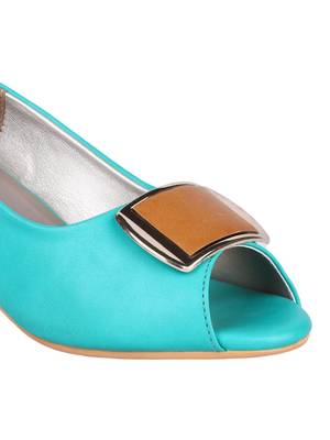 leatherette Stylish Fancy blue heel Sandal For Women 5