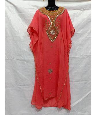 Peach Color Handmade Abaya 1