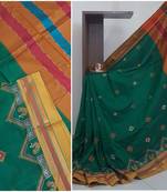 Green ilkal with traditional kasuti embroidery