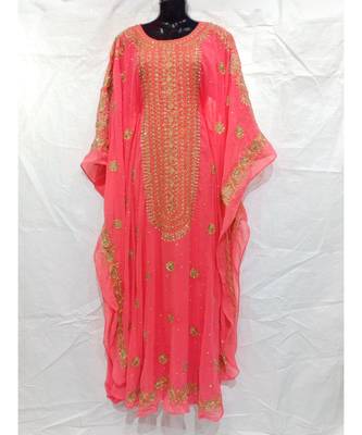Peach Color Handmade Abaya 1