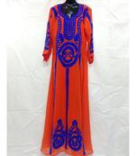 Orange Abaya With Computer Embrodery