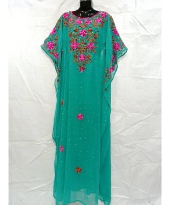 Green Color Embrodery Kaftan 1