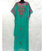 Green Color Embrodery Kaftan
