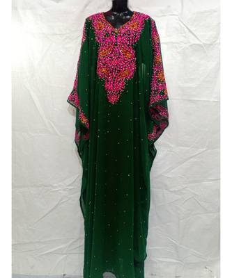 Green Color Embrodery Kaftan 1