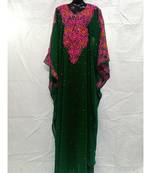 Green Color Embrodery Kaftan