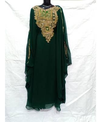 Green Color Embrodery Kaftan 1