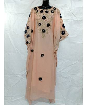 Peach Color Handmade Abaya 1