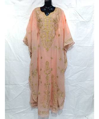Peach Color Handmade Abaya 1
