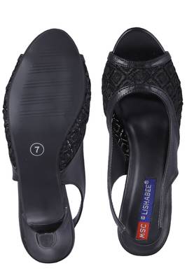 Synthetic Black stylish Fancy Heels for women 5