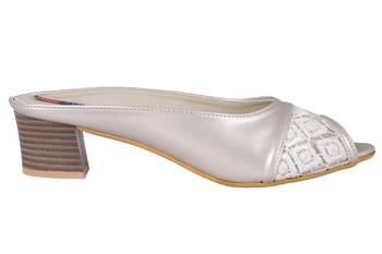 Synthetic beige slip on sandals 2
