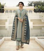 Grey Embroidered Satin Salwar