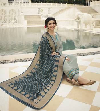 Grey Embroidered Satin Salwar 2