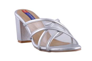 Women Silver slip on  heels sandals 1