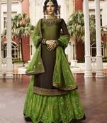 Dark Brown Embroidered Georgette Salwar