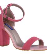 Women Pink  Suede heels sandals
