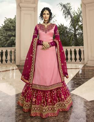 Baby Pink Embroidered Georgette Salwar 1