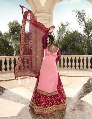 Baby Pink Embroidered Georgette Salwar 2
