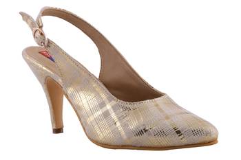 Women Gold Synthetic heels sandals 1