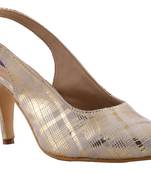 Women Gold Synthetic heels sandals