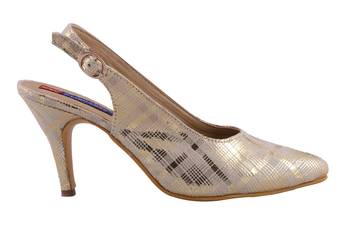 Women Gold Synthetic heels sandals 2