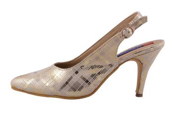Women Gold Synthetic heels sandals 3