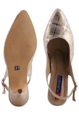 Women Gold Synthetic heels sandals 5