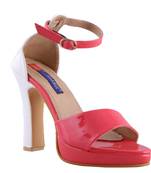 Women Red  block  heel ankle strap  sandals