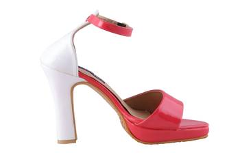 Women Red  block  heel ankle strap  sandals 2