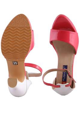 Women Red  block  heel ankle strap  sandals 5