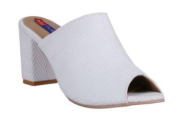 Women White block heel sandals 1
