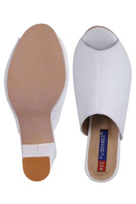 Women White block heel sandals 5