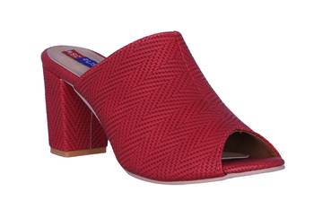 Women Red slip on heel sandals 1