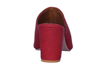 Women Red slip on heel sandals 4