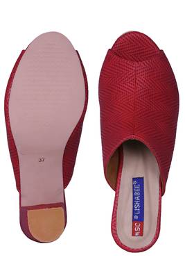 Women Red slip on heel sandals 5