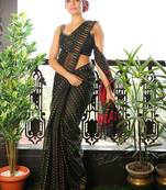 Black Jamdani Saree With Allover Multicolor Butta